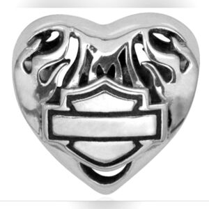 Harley Davidson Sterling Flaming Heart Bar and Shield Charm